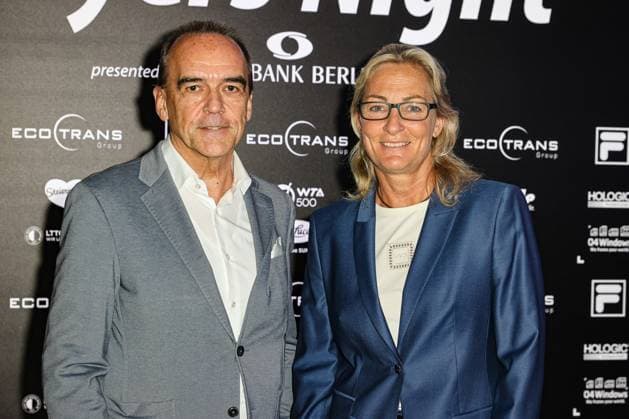 Gerhard Wilhelm Geschäftsführer Spielbank Berlin und Barbara Rittner (Turnierdirektorin ecotrans Ladies Open), ecotrans Ladies Open 2024 - Playersparty Spielbank Berlin, Berlin, LTTC Rot-Weiß , 17.06.2024, Copyright: xClaudioxGärtnerx