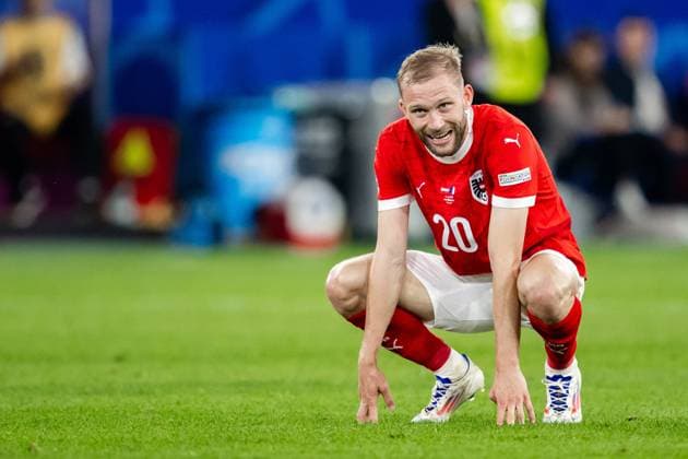 240617 Konrad Laimer of Austria during the UEFA EURO, EM, Europameisterschaft,Fussball 2024 Football Championship match between Austria and France on June 17, 2024 in Düsseldorf. Photo: Jesper Zerman BILDBYRAN kod JZ JZ0540 fotboll football soccer fotball fotbolls-em europamästerskap em uefa euro uefa european football championship euro 2024 österrike austria frankrike france bbeng Copyright: JESPERxZERMAN BB240617JZ121