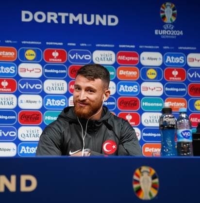 Salih Ozcan... Turkish national team, Nationalteam coach Vincenzo Montella and football player Salih Özcan held a press conference, PK, Pressekonferenz in Dortmund, where they are for the Euro 2024 Championship, June 17, 2024. (Mehmet Topaloglu - Depo Photos) Copyright: MehmetxToplaoglux-xDepoxPhotos 18355677