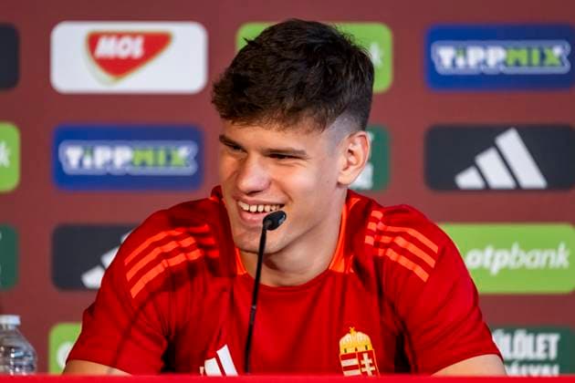 Milos Kerkez (11, Ungarn) bei der Pressekonferenz GER, Pressekonferenz Ungarische Nationalmannschaft, Fussball, Euro, UEFA, 17.06.2024, GER, Pressekonferenz Ungarische Nationalmannschaft, Fussball, Euro, UEFA, 17.06.2024 Weiler im Allgaeu Copyright: xEibner-Pressefoto FlorianxWolfx EP_FWF
