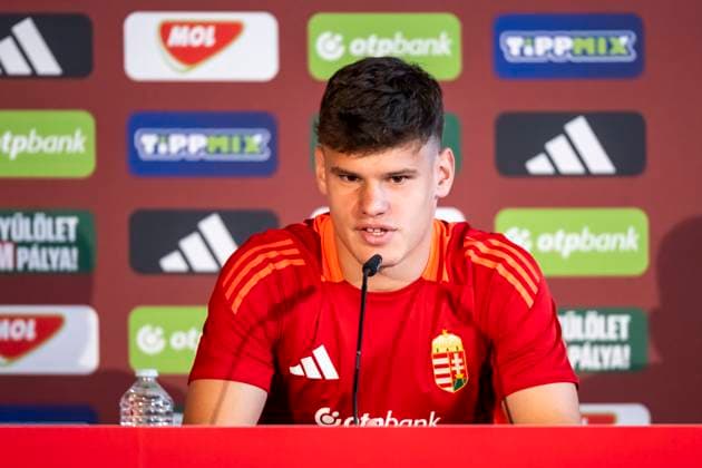 Milos Kerkez (11, Ungarn) bei der Pressekonferenz GER, Pressekonferenz Ungarische Nationalmannschaft, Fussball, Euro, UEFA, 17.06.2024, GER, Pressekonferenz Ungarische Nationalmannschaft, Fussball, Euro, UEFA, 17.06.2024 Weiler im Allgaeu Copyright: xEibner-Pressefoto FlorianxWolfx EP_FWF
