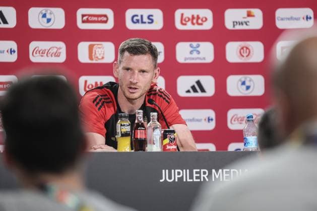 Belgium s Jan Vertonghen pictured during a press conference, PK, Pressekonferenz of Belgian national soccer team Red Devils, Tuesday 18 June 2024 at their base camp in Freiberg am Neckar, Germany, during the UEFA EURO, EM, Europameisterschaft,Fussball 2024 European Soccer Championships. The Red Devils play in Group E at the Euro 2024 European Championships in Germany. BRUNOxFAHY  x94792774x