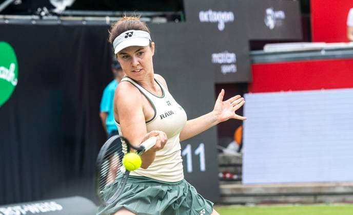 18.06.2024, WTA, Tennis Damen 500, Tennis, Damen, ecotrans Ladies Open 2024, Berlin, Einzel, 1. Runde, Angelique Kerber (Deutschland) - Linda Noskova (Tschechien) Linda Noskova (Tschechien) Berlin Steffi-Graf-Stadion Berlin Deutschland