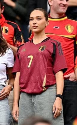 17.06.2024, xscotx, Fussball EM 2024, Belgien - Slowakei, emspor, v.l. Michele Lacroix (Freundin Ehefrau Frau Partnerin von Kevin De Bruyne) Frankfurt am Main