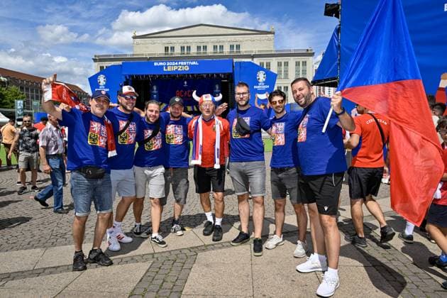 Czech football fans in action prior to Czech Republic vs. Portugal match within the European Football Championships, Leipzig, Germany, June 18, 2024. (CTKxPhoto VitxSimanek) CTKPhotoP2024061805345  CTKPhotoP2024061805345