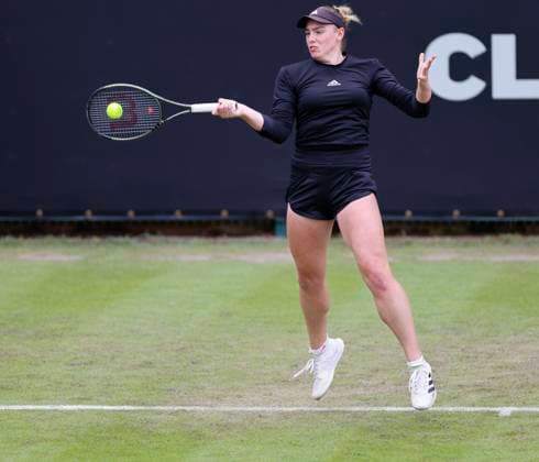 18th June 2024; Edgbaston Priory Club, Birmingham, England: Rothesay Tennis Classic Birmingham, Day 2; Amelia Rajecki (GBR) in her womens singles match against Diana Shnaider  ActionPlus12656338 RogerxEvans