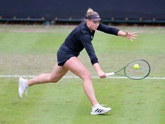 18th June 2024; Edgbaston Priory Club, Birmingham, England: Rothesay Tennis Classic Birmingham, Day 2; Amelia Rajecki (GBR) in her womens singles match against Diana Shnaider  ActionPlus12656339 RogerxEvans