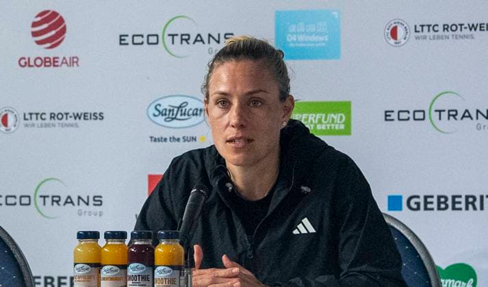 18.06.2024, WTA, Tennis Damen 500, Tennis, Damen, ecotrans Ladies Open 2024, Berlin, Einzel, 1. Runde, Angelique Kerber (Deutschland) - Linda Noskova (Tschechien) Angelique Kerber (Deutschland) bei der Pressekonferenz nach dem Spiel. Berlin Steffi-Graf-Stadion Berlin Deutschland