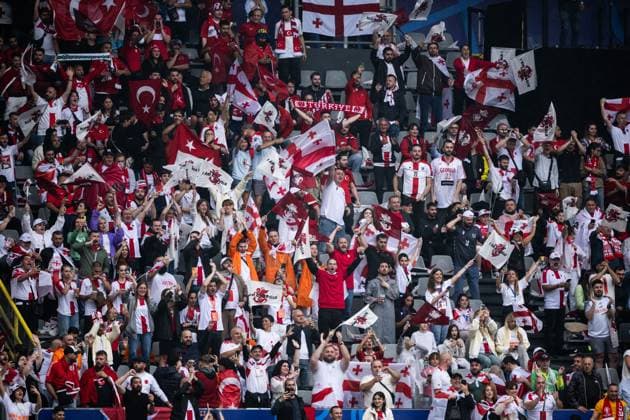 240618 Fans of Georgia ahead of the UEFA EURO, EM, Europameisterschaft,Fussball 2024 Football Championship match between Türkiye and Georgia on June 18, 2024 in Dortmund. Photo: Jesper Zerman BILDBYRAN kod JZ JZ0541 fotboll football soccer fotball fotbolls-em europamästerskap em uefa euro uefa european football championship euro 2024 türkiye georgien georgia bbeng turkiet turkey publik Copyright: JESPERxZERMAN BB240618JZ029