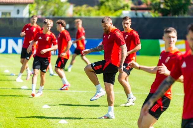 Abschlusstraining in Weiler vor dem Spiel in Stuttgart gegen Deutschland mit Martin Adam (9, Ungarn)