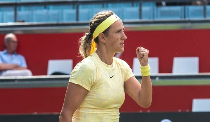 18.06.2024, WTA, Tennis Damen 500, Tennis, Damen, ecotrans Ladies Open 2024, Berlin, Einzel, 1. Runde, Victoria Azarenka (Weißrussland) - Maria Sakkari (Griechenland) Victoria Azarenka (Weißrussland) jubelt. Berlin Steffi-Graf-Stadion Berlin Deutschland