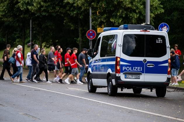 240618 during the UEFA EURO, EM, Europameisterschaft,Fussball 2024 Football Championship match between Portugal and Czech Republic on June 18, 2024 in Leipzig. Photo: Mathias Bergeld BILDBYRAN kod MB MB0938 fotboll football soccer fotball fotbolls-em europamästerskap em uefa euro uefa european football championship euro 2024 portugal tjeckien czech republic bbeng publik polis säkerhet Copyright: MATHIASxBERGELD BB240618MB020