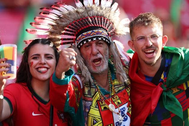 Leipzig Stadium Leipzig, Tuesday, June 18, 2024 UEFA EURO, EM, Europameisterschaft,Fussball 2024 Germany, Group F stage Matchday 1 Group F Portugal - Czechia, Portugal Fans,Stimmung, Schals, Trikots, Emotionens, The Azorean Legend Copyright: JoaquimxFerreira