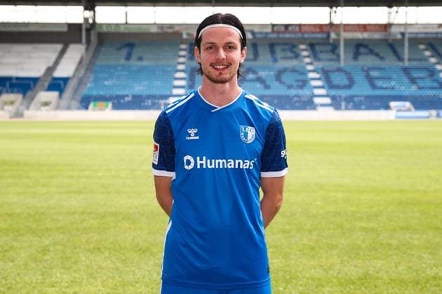 Jean Hugonet (1. FC Magdeburg,24) - 2. Fußball Bundesliga Saison 2024-2025 Fototermin 1. FC Magdeburg mit Neuzugänge und Mannschaft im neuen Heimtrikot in der AVNET Arena in Magdeburg - Fußball,Mann,Männer,Deutschland,18.06.2024