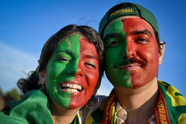 Portuguese football fans in action prior to Czech Republic vs. Portugal match within the European Football Championships, Leipzig, Germany, June 18, 2024. (CTKxPhoto VitxSimanek) CTKPhotoP2024061807487  CTKPhotoP2024061807487