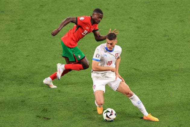 Football - UEFA EURO, EM, Europameisterschaft,Fussball 2024 - Group F - Portugal v Czech Republic 18th June 2024 - UEFA EURO 2024 - Group F - Portugal v Czech Republic - Patrik Schick of Czech Republic - Photo: Simon Stacpoole Offside. Leipzig Germany Copyright: xSimonxStacpoolexOffside