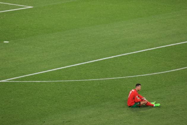 Football - UEFA EURO, EM, Europameisterschaft,Fussball 2024 - Group F - Portugal v Czech Republic 18th June 2024 - UEFA EURO 2024 - Group F - Portugal v Czech Republic - Cristiano Ronaldo of Portugal reacts - Photo: Simon Stacpoole Offside. Leipzig Germany Copyright: xSimonxStacpoolexOffside
