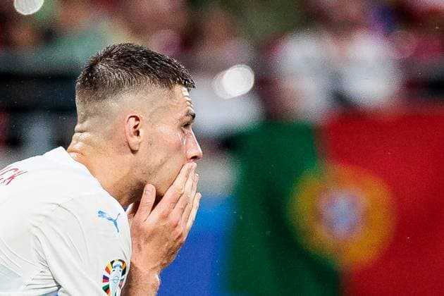 UEFA EURO 2024: Portugal - Tschechien; 18.06.2024 Patrik Schick (Tschechien, 10) frustriert, Hände vor Gesicht UEFA EURO 2024: Portugal - Tschechien; Leipzig Stadium, Leipzig am 18.06.2024 Copyright: xBEAUTIFULxSPORTS Wunderlx