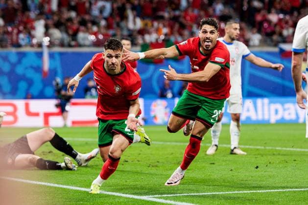 UEFA EURO 2024: Portugal - Tschechien; 18.06.2024 Jubel zum 2:1 durch Francisco Fernandes Da Conceicao (Portugal, 26) UEFA EURO 2024: Portugal - Tschechien; Leipzig Stadium, Leipzig am 18.06.2024 Copyright: xBEAUTIFULxSPORTS Wunderlx