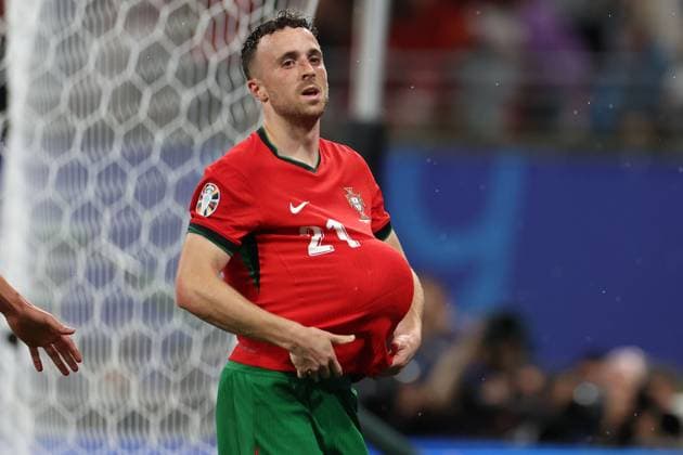 Leipzig Stadium Leipzig, Tuesday, June 18, 2024 UEFA EURO, EM, Europameisterschaft,Fussball 2024 Germany, Group F stage Matchday 1 Group F Portugal - Czechia, Diogo Jota (Portugal) Torjubel, Goal celebration, celebrate the goal Copyright: JoaquimxFerreira