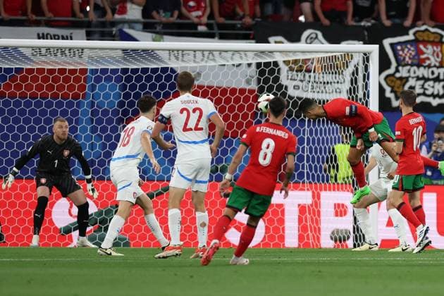 Leipzig Stadium Leipzig, Tuesday, June 18, 2024 UEFA EURO, EM, Europameisterschaft,Fussball 2024 Germany, Group F stage Matchday 1 Group F Portugal - Czechia, Torchance Cristiano Ronaldo (Portugal) Copyright: JoaquimxFerreira