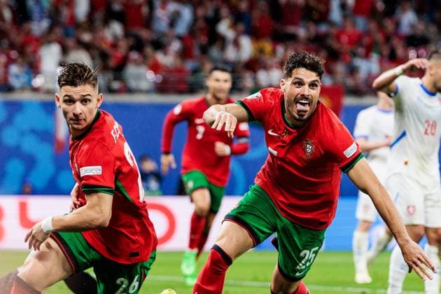 UEFA EURO 2024: Portugal - Tschechien; 18.06.2024 Jubel zum 2:1 durch Francisco Fernandes Da Conceicao (Portugal, 26) UEFA EURO 2024: Portugal - Tschechien; Leipzig Stadium, Leipzig am 18.06.2024 Copyright: xBEAUTIFULxSPORTS Wunderlx
