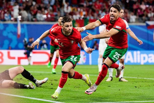 UEFA EURO 2024: Portugal - Tschechien; 18.06.2024 Jubel zum 2:1 durch Francisco Fernandes Da Conceicao (Portugal, 26) UEFA EURO 2024: Portugal - Tschechien; Leipzig Stadium, Leipzig am 18.06.2024 Copyright: xBEAUTIFULxSPORTS Wunderlx
