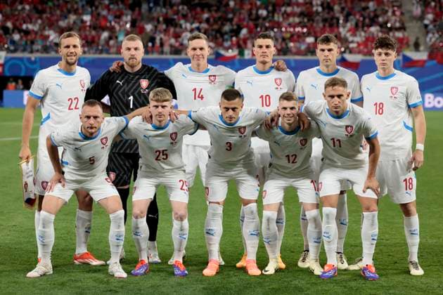 Portugal v Czechia: Group F - UEFA EURO, EM, Europameisterschaft,Fussball 2024 Czechia team group, Mannschaftsbild, Totale (br) Tomas Soucek, Jindrich Stanek, Lukas Provod, Patrik Schick, Robin Hranac, Ladislav Krejci, (fr) Vladimir Coufal, Pavel Sulc, Tomas Holes, David Doudera, Jan Kuchta, before the UEFA EURO 2024 group stage match between Portugal and Czechia at Football Stadium Leipzig on June 18, 2024 in Leipzig, Germany. Leipzig Football Stadium Leipzig Germany Germany Copyright: xRichardxSellers Sportsphoto APLx 14041395