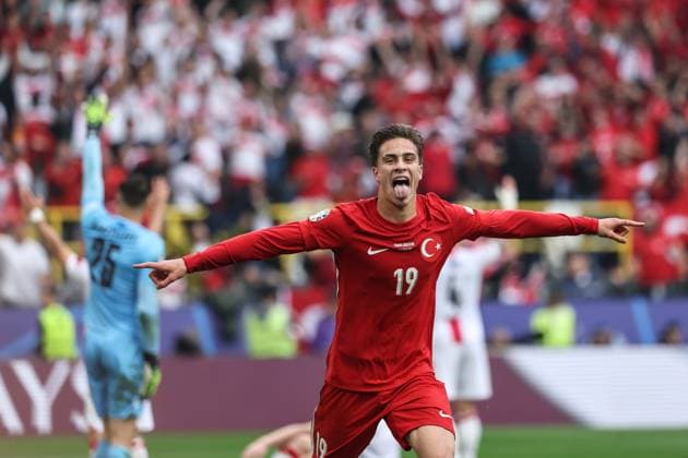 Sport Themen der Woche KW25 Sport Bilder des Tages (240619) -- DORTMUND, June 19, 2024 -- Kenan Yildiz of Turkiye celebrates a goal which is later disallowed during the UEFA EURO, EM, Europameisterschaft,Fussball 2024 Group F match between Turkiye and Georgia in Dortmund, Germany on June 18, 2024. ) (SP)GERMANY-DORTMUND-FOOTBALL-EURO 2024-T?RKIYE VS GEORGIA PanxYulong 