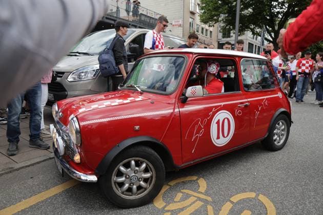 PXL_Mini Cooper fan car Mini Cooper in croatian colours in Hamburg, Germany on 19. June 2024. before UEFA EURO, EM, Europameisterschaft,Fussball 2024 match Croatia - Albania. LukaxStanzl PIXSELL