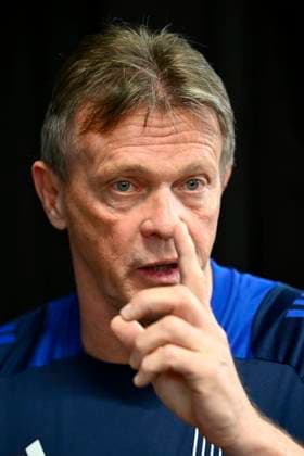 Belgium Media Activities - UEFA EURO, EM, Europameisterschaft,Fussball 2024 19 06 2024 FREIBERG AM NECKA, GERMANY - JUNE 19 : Vercauteren Franky technical director of Belgium talking to the press during a press conference, PK, Pressekonferenz of the Belgian Red Devils at the UEFA EURO 2024 European Football Championship tournament on June 19, 2024 in Freiberg am Necka, Germany, 19 06 2024 Freiberg am Necka Germany  Copyright: xVincentxKalutx