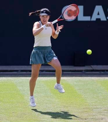 19th June 2024; Edgbaston Priory Club, Birmingham, England: Rothesay Tennis Classic Birmingham, Day 3; Lin Zhu (CHN) in her womens singles match against Ajla Tomljanovic (AUS)  ActionPlus12656737 RogerxEvans