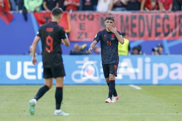 HAMBURG, Volkspark Stadium ,19-06-2024 , European Football Championship Euro2024, Group stage match no.15 between Croatia and Albania, Albania player Qazim Laci scores the 0-1 Croatia - Albania (Euro2024)  x25531881x Copyright: