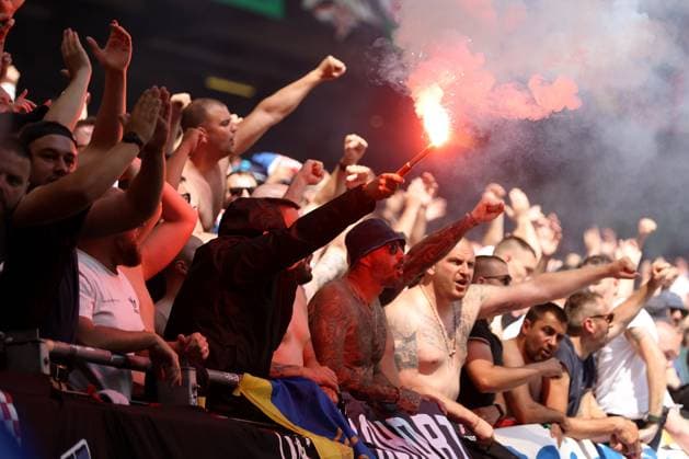 Croatia fans Croatia v Albania, UEFA European Championship, EM, Europameisterschaft 2024, Group B, Football, Volksparkstadion, Hamburg, Germany, 19 Jun 2024 EDITORIAL USE ONLY No use with unauthorised audio, video, data, fixture lists, club league logos or live services. Online in-match use limited to 120 images, no video emulation. No use in betting, games or single club league player publications. Copyright: xPaulxCurrie Shutterstockx 14543648ay