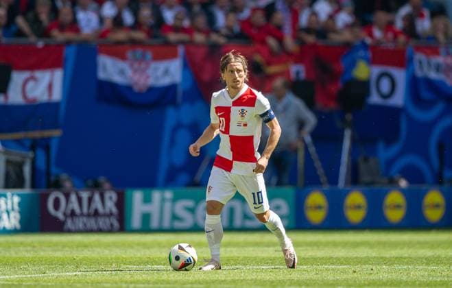 Fussball, Herren, Saison 2023 24, Euro 2024 Gruppe B (2. Spieltag) in Hamburg, Kroatien - Albanien, Luka Modric (Kroatien), 19.06. 2024, Copyright: xSebastianxRäppold MatthiasxKochx