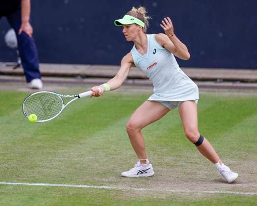 19th June 2024; Edgbaston Priory Club, Birmingham, England: Rothesay Tennis Classic Birmingham, Day 3; Viktorija Golubic (SUI) in her womens singles match against Leylah Fernandez (CAN)  ActionPlus12656880 RogerxEvans