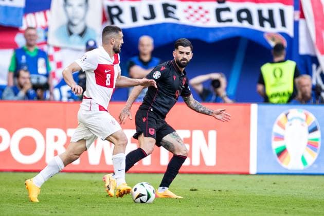 UEFA EURO, EM, Europameisterschaft,Fussball 2024: Albanien - Kroatien; 19.06.2024 Elseid Hysaj (Albania, 4) UEFA EURO 2024: Kroatien - Albanien ; Volksparkstadion, Hamburg; 19.06.2024 Copyright: xBEAUTIFULxSPORTS Buriakovx