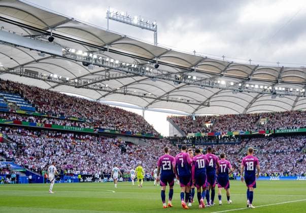 240619 Jamal Musiala of Germany celebrates with teammates after the 1-0 goal during the UEFA EURO, EM, Europameisterschaft,Fussball 2024 Football Championship match between Germany and Hungary on June 19, 2024 in Stuttgart. Photo: Jesper Zerman BILDBYRAN kod JZ JZ0542 fotboll football soccer fotball fotbolls-em europamästerskap em uefa euro uefa european football championship euro 2024 tyskland germany hungary bbeng jubel Copyright: JESPERxZERMAN BB240619JZ069