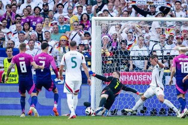240619 Goalkeeper Manuel Neuer of Germany with a save during the UEFA EURO, EM, Europameisterschaft,Fussball 2024 Football Championship match between Germany and Hungary on June 19, 2024 in Stuttgart. Photo: Jesper Zerman BILDBYRAN kod JZ JZ0542 fotboll football soccer fotball fotbolls-em europamästerskap em uefa euro uefa european football championship euro 2024 tyskland germany hungary bbeng Copyright: JESPERxZERMAN BB240619JZ072