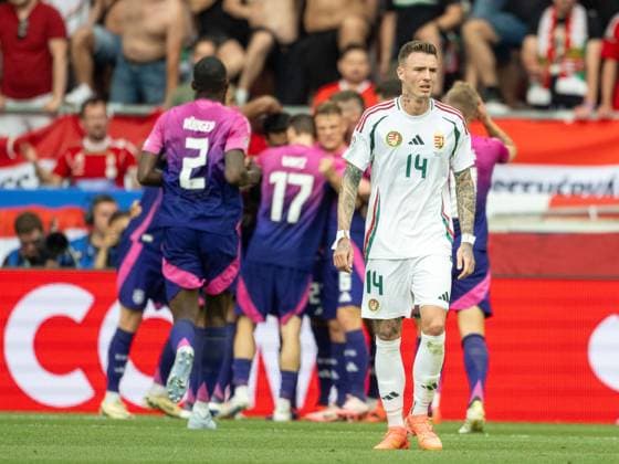 Bendeguz Bolla (Ungarn, 14) ist enttäuscht enttaeuscht, unzufrieden nach Tor zum 1:0 durch Jamal Musiala (Deutschland 10), GER, Germany (GER) vs. Ungarn (HUN), Fussball Europameisterschaft, UEFA EURO, EM, Europameisterschaft,Fussball 2024, Gruppe A, 2. Spieltag, 19.06.2024, GER, Germany (GER) vs. Ungarn (HUN), Fussball Europameisterschaft, UEFA EURO 2024, Gruppe A, 2. Spieltag, 19.06.2024 Stuttgart Copyright: xEibner-Pressefoto SaschaxWaltherx EP_EER