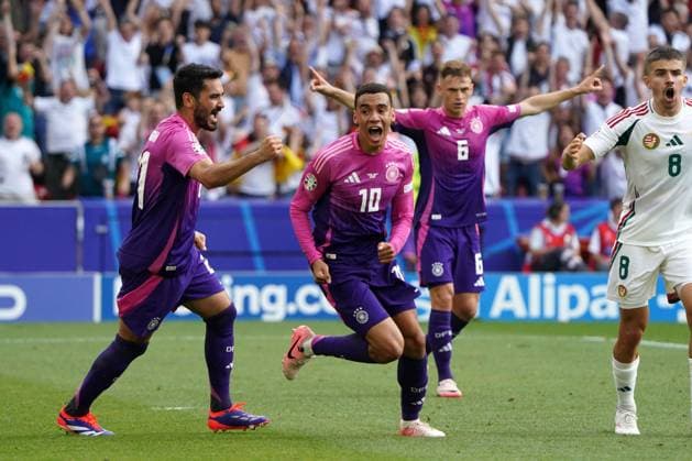 EURO 2024, Fussball, UEFA EURO, EM, Europameisterschaft,Fussball 2024, EM 2024, Gruppenphase, Gruppe A, Deutschland-Ungarn, 19.06.2024, Stuttgartarena Stuttgart Jamal Musiala Deutschland, torjubelt