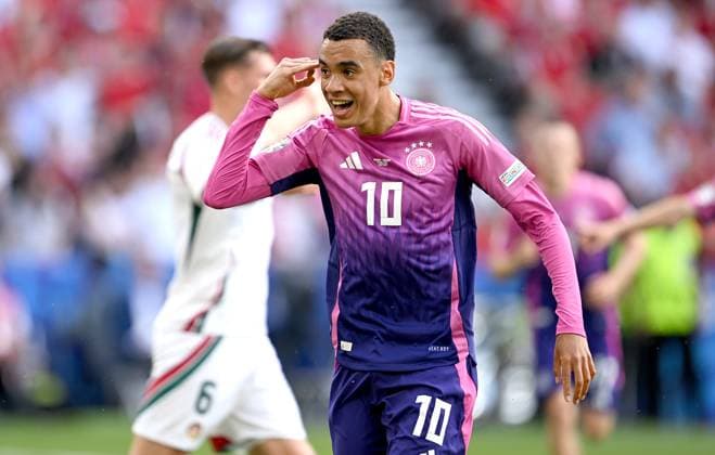 Fussball Euro 2024 Gruppe A 19.06.2024 Deutschland - Ungarn Jubel Deutschland; nach dem Tor zum 1-0 durch den Torschuetzen Jamal Musiala