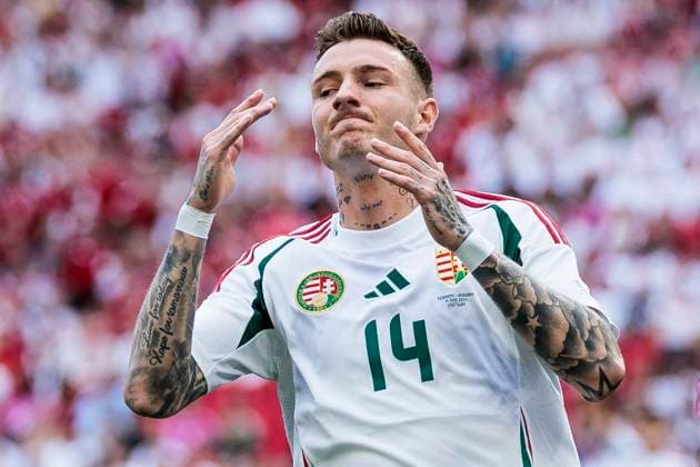UEFA EURO 2024: Deutschland - Ungarn; 19.06.2024 Bendeguz Bolla (Ungarn, 14) hadert mit einer vergebenen Chance. UEFA EURO 2024: Deutschland - Ungarn; Stuttgart Arena, Stuttgart am 19.06.2024 Copyright: xBEAUTIFULxSPORTS Wunderlx