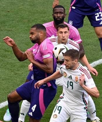 RECORD DATE NOT STATED 19.06.2024, xjhx, Fussball EM 2024, Deutschland - Ungarn emspor, v.l. Jonathan Tah (Deutsche Fussball Nationalmannschaft DFB), Barnabas Varga (Ungarn) (UEFA REGULATIONS PROHIBIT ANY USE OF PHOTOGRAPHS as IMAGE SEQUENCES and or QUASI-VIDEO) Stuttgart