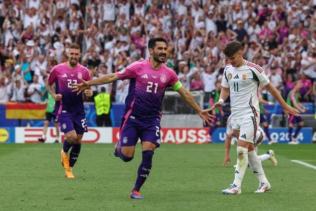Sport Bilder des Tages Stuttgart, Arena Stuttgart Wednesday, June 19, 2024 UEFA EURO, EM, Europameisterschaft,Fussball 2024 Germany, Group A stage Matchday 2 Group A Germany - Hungary, Ilkay Guendogan (Germany) Torjubel, Goal celebration, celebrate the goal zum 2:0 Copyright: JoaquimxFerreira