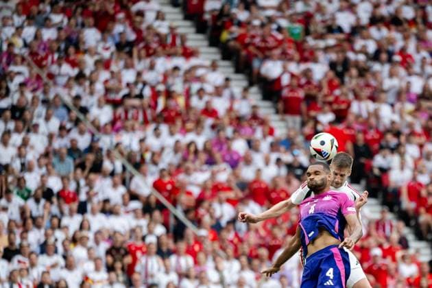 240619 Jonathan Tah of Germany and Barnabas Varga of Hungary during the UEFA EURO, EM, Europameisterschaft,Fussball 2024 Football Championship match between Germany and Hungary on June 19, 2024 in Stuttgart. Photo: Jesper Zerman BILDBYRAN kod JZ JZ0542 fotboll football soccer fotball fotbolls-em europamästerskap em uefa euro uefa european football championship euro 2024 tyskland germany hungary bbeng Copyright: JESPERxZERMAN BB240619JZ114
