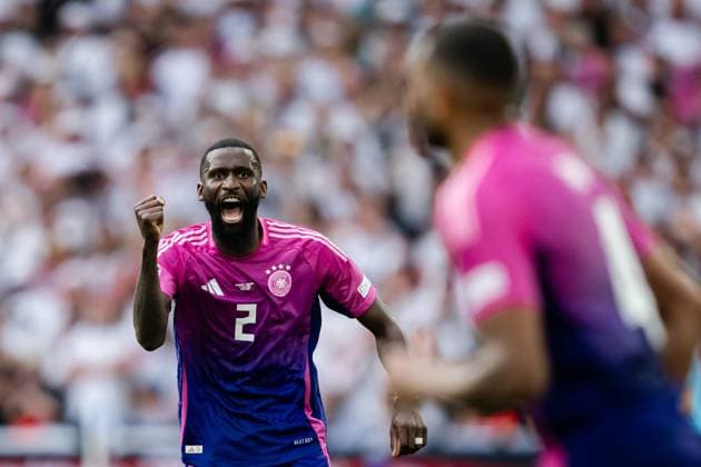 240619 Antonio Ruediger of Germany celebrates during the UEFA EURO, EM, Europameisterschaft,Fussball 2024 Football Championship match between Germany and Hungary on June 19, 2024 in Stuttgart. Photo: Jesper Zerman BILDBYRAN kod JZ JZ0542 fotboll football soccer fotball fotbolls-em europamästerskap em uefa euro uefa european football championship euro 2024 tyskland germany hungary bbeng jubel Copyright: JESPERxZERMAN BB240619JZ128
