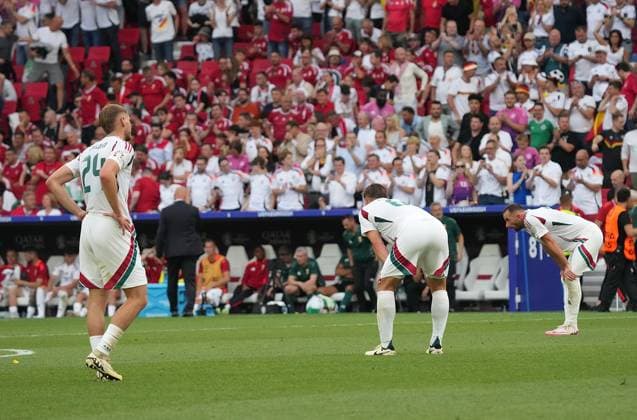 GER, EM UEFA 2024, Group A, Germany vs Hungary 19.06.2024, Stuttgart Arena, Stuttgart, GER, EM UEFA 2024, Group A, Germany vs Hungary, im Bild Enttäuschte Ungarische Spieler