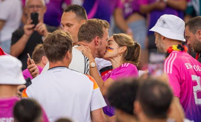 Stuttgart, Germany. 19th Jun 2024. Final jubilation by Trainer Julian Nagelsmann his girlfriend Lena Wurzenberger (Deutschland) Germany - Hungary Deutschland - Ungarn 19.06.2024