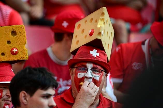 Fans Schweiz, Schottland vs. Schweiz, Fussball, UEFA EURO, EM, Europameisterschaft,Fussball 2024, Gruppenphase, 2. Spieltag, 19.06.2024 Koeln Nordrhein-Westfalen Deutschland